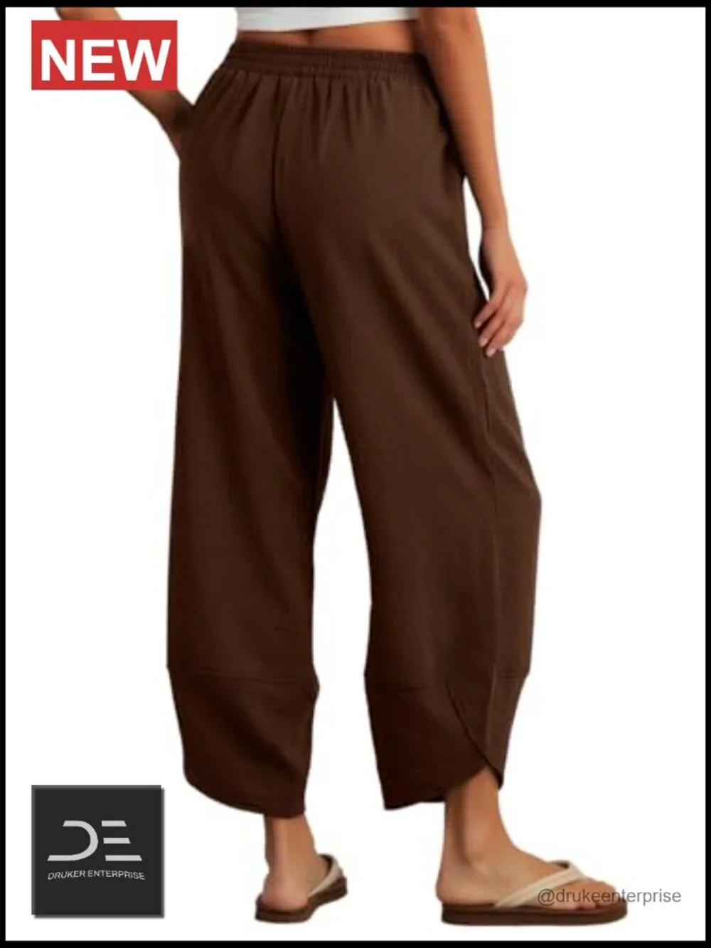 Wide Leg Palazzo Harem Pants Elastic Waisted Casual Trousers for Summer Beach - Picture 5 of 6